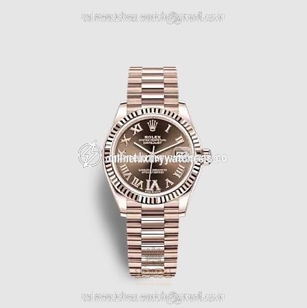 Rolex Datejust Watch 278275-0025 31 mm Pink gold Case Brown (chocolate) Dial