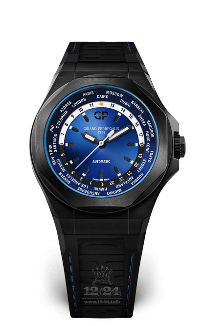 Girard Perregaux Laureato Watch 81065-21-491-FH6A 44 mm Titanium PVD coating Case Dark blue Dial