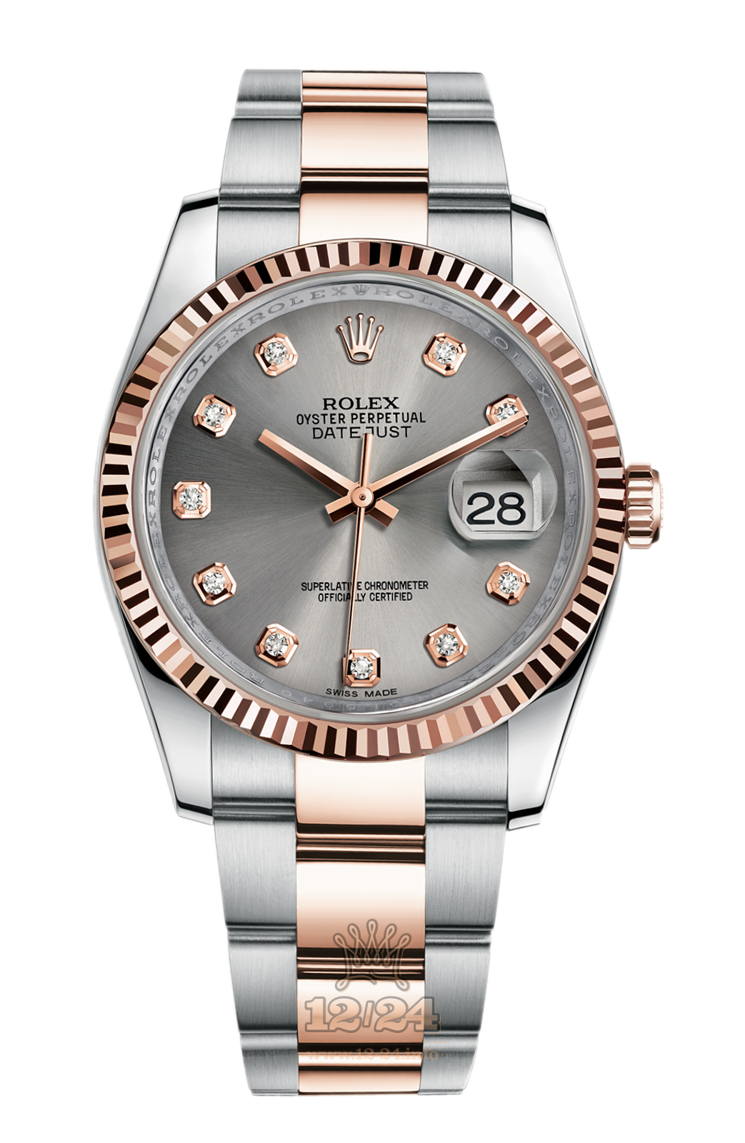 Rolex Datejust Watch 116231-0072 36 mm Steel / Pink gold Case Silver Dial