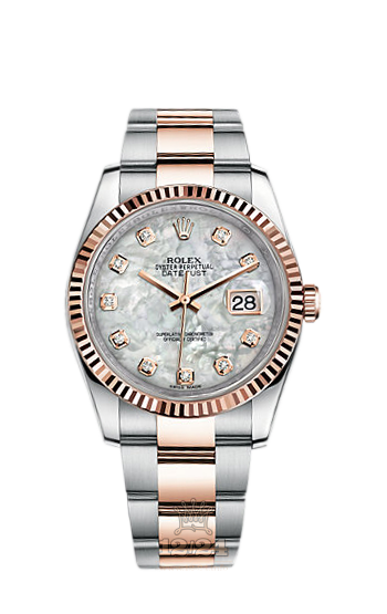 Rolex Datejust Watch 116231-0079 36 mm Steel / Pink gold Case White Dial