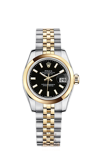 Rolex Lady-Datejust Watch 179163-0068 26 mm Steel / Yellow gold Case Black Dial