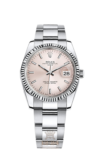 Rolex Datejust Watch 115234-0006 34 mm Steel / White gold Case Pink Dial