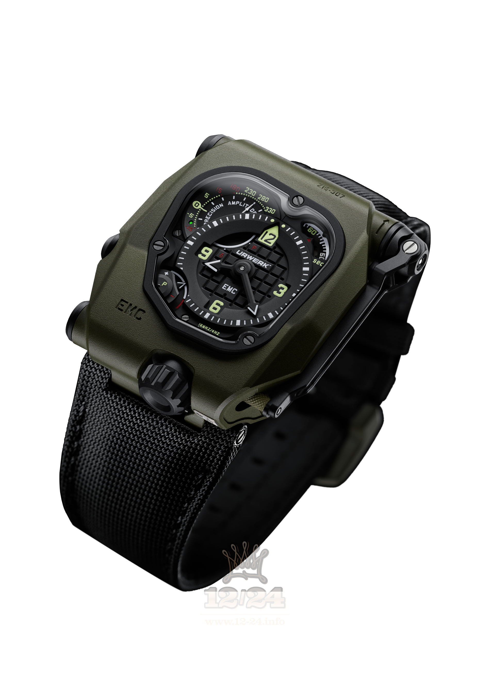 Urwerk EMC Time Hunter Watch EMC TIME HUNTER CERAMIC 43 mm Titanium Ceramics Case Black Green Dial