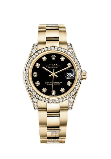 Rolex Datejust Watch 178158-0082 31 mm Yellow gold Case Black Dial