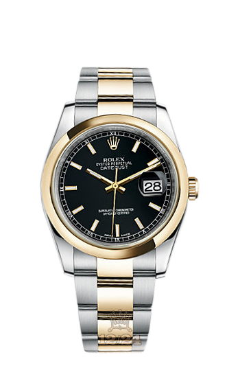 Rolex Datejust Watch 116203-0126 36 mm Steel / Yellow gold Case Black Dial