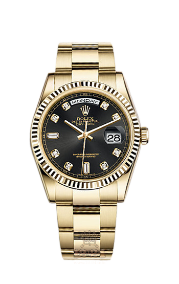 Rolex Day-Date Watch 118238-0111 36 mm Yellow gold Case Black Dial