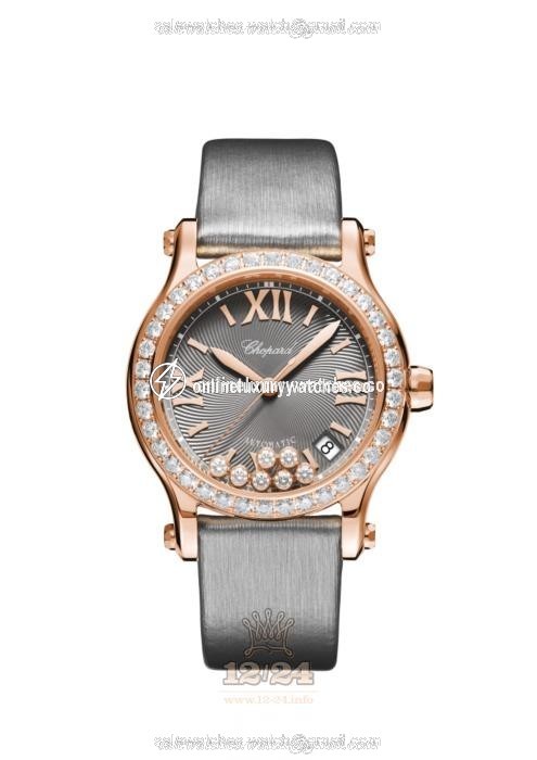 Chopard Happy Sport Watch 274808-5014 36 mm Pink gold Case Gray Dial