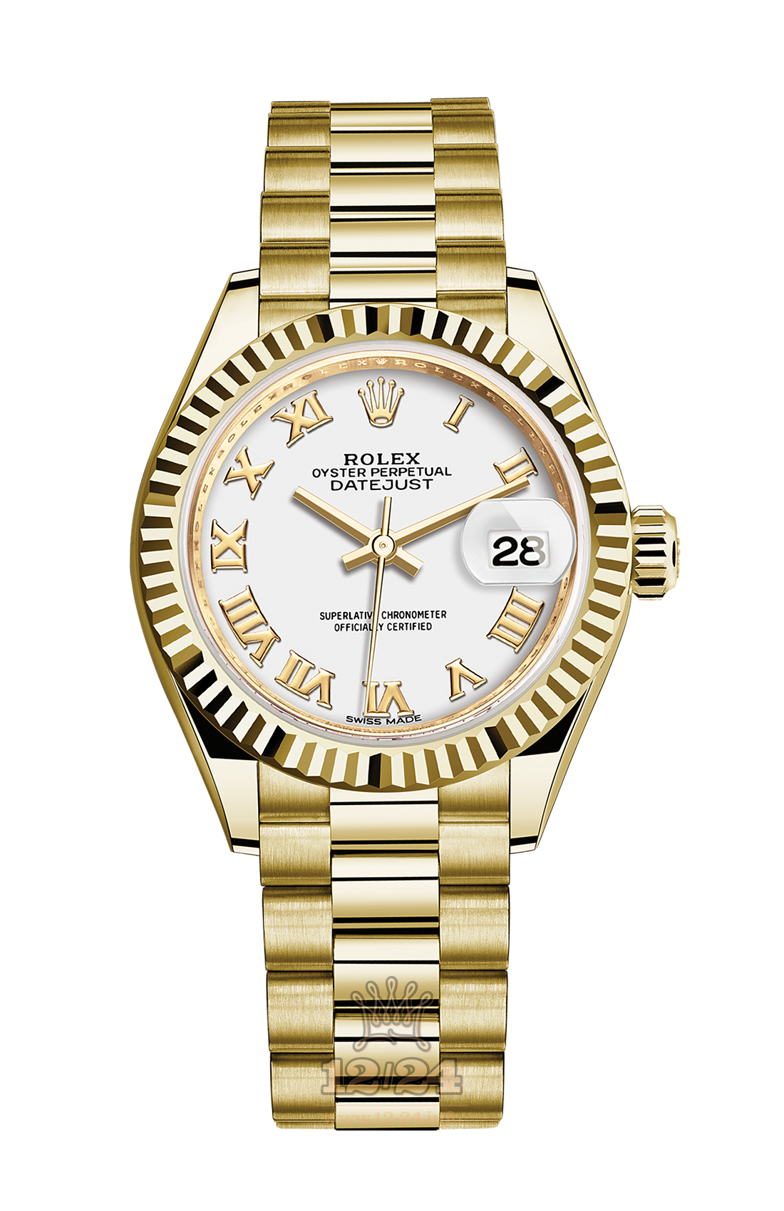Rolex Datejust Watch 279178-0029 28 mm Yellow gold Case White Dial