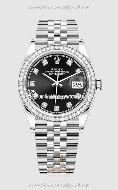 Rolex Datejust Watch 126284rbr-0019 36 mm Stainless steel White gold Case Black Dial