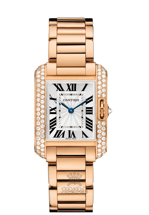 Cartier Tank Watch WT100002 30 mm Pink gold Case Silver Dial