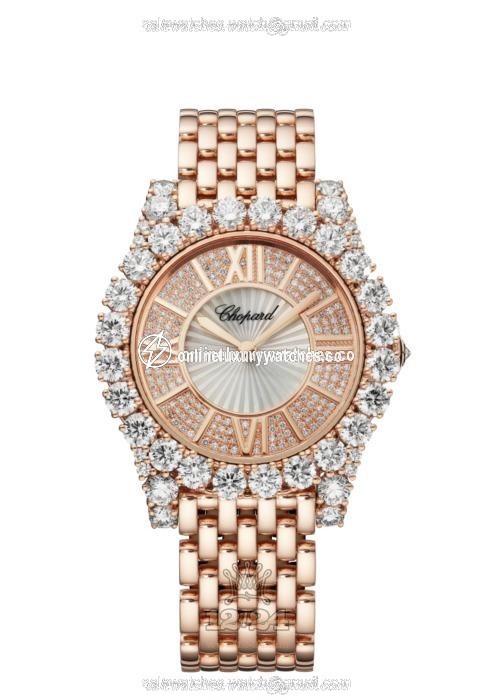 Chopard L Heure du Diamant Watch 109419-5401 36 mm Pink gold Case Silver Dial