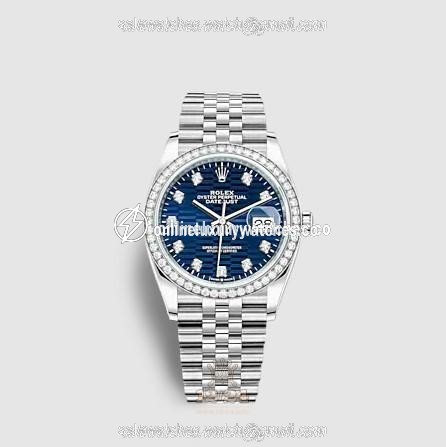 Rolex Datejust Watch 126284rbr-0049 36 mm Stainless steel White gold Case Dark blue Dial