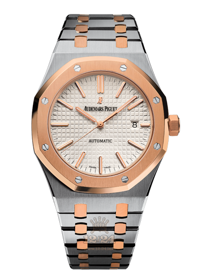 Audemars Piguet Royal Oak Watch 15400SR.OO.1220SR.01 41 mm Steel / Pink gold Case White Dial