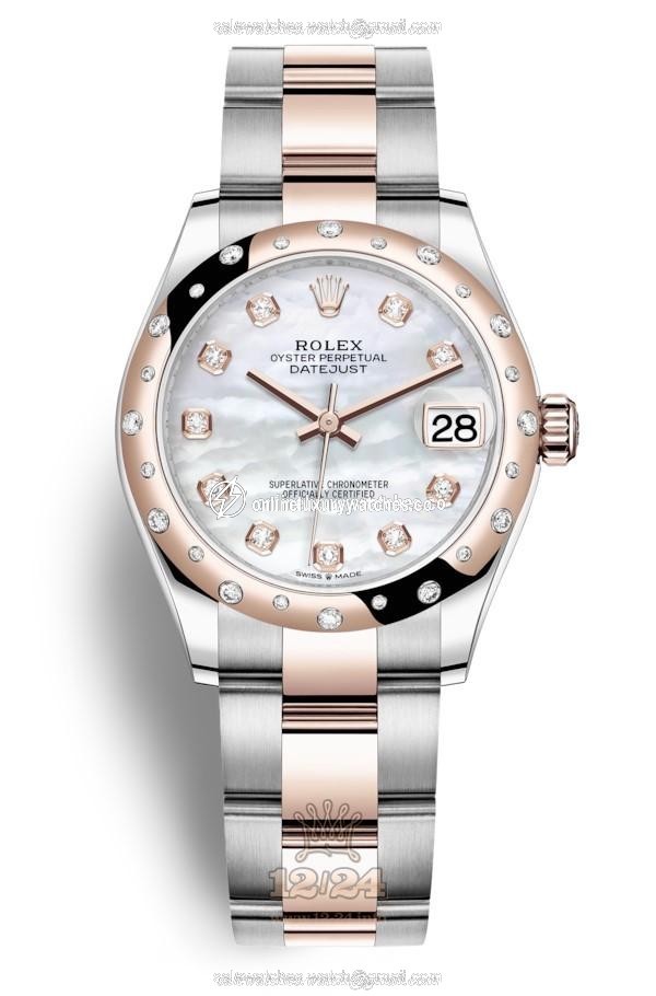 Rolex Datejust Watch 278341rbr-0025 31 mm Stainless steel Pink gold Case White Dial