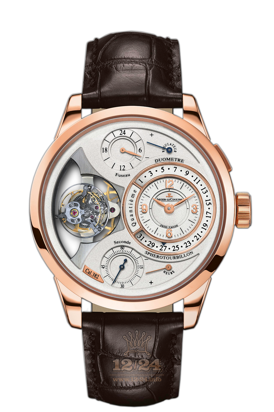 Jaeger-LeCoultre Duometre Watch 6052520 42 mm Pink gold Case White Silver Dial