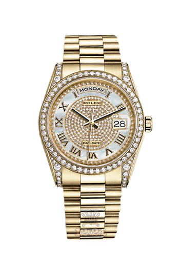 Rolex Day-Date Watch 118388-0030 36 mm Yellow gold Case White Silver Golden Dial