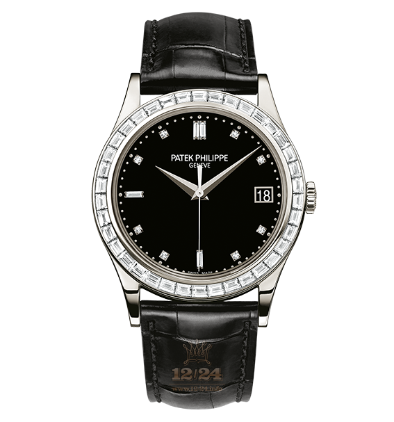 Patek Philippe Calatrava Watch 5298P-012 38 mm Platinum Case Black Dial