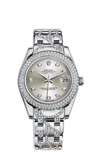 Rolex Pearlmaster Watch 81339-0043 34 mm White gold Case Silver Dial