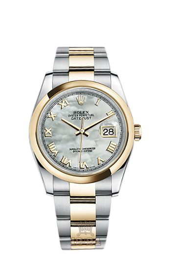 Rolex Datejust Watch 116203-0190 36 mm Steel / Yellow gold Case White Dial