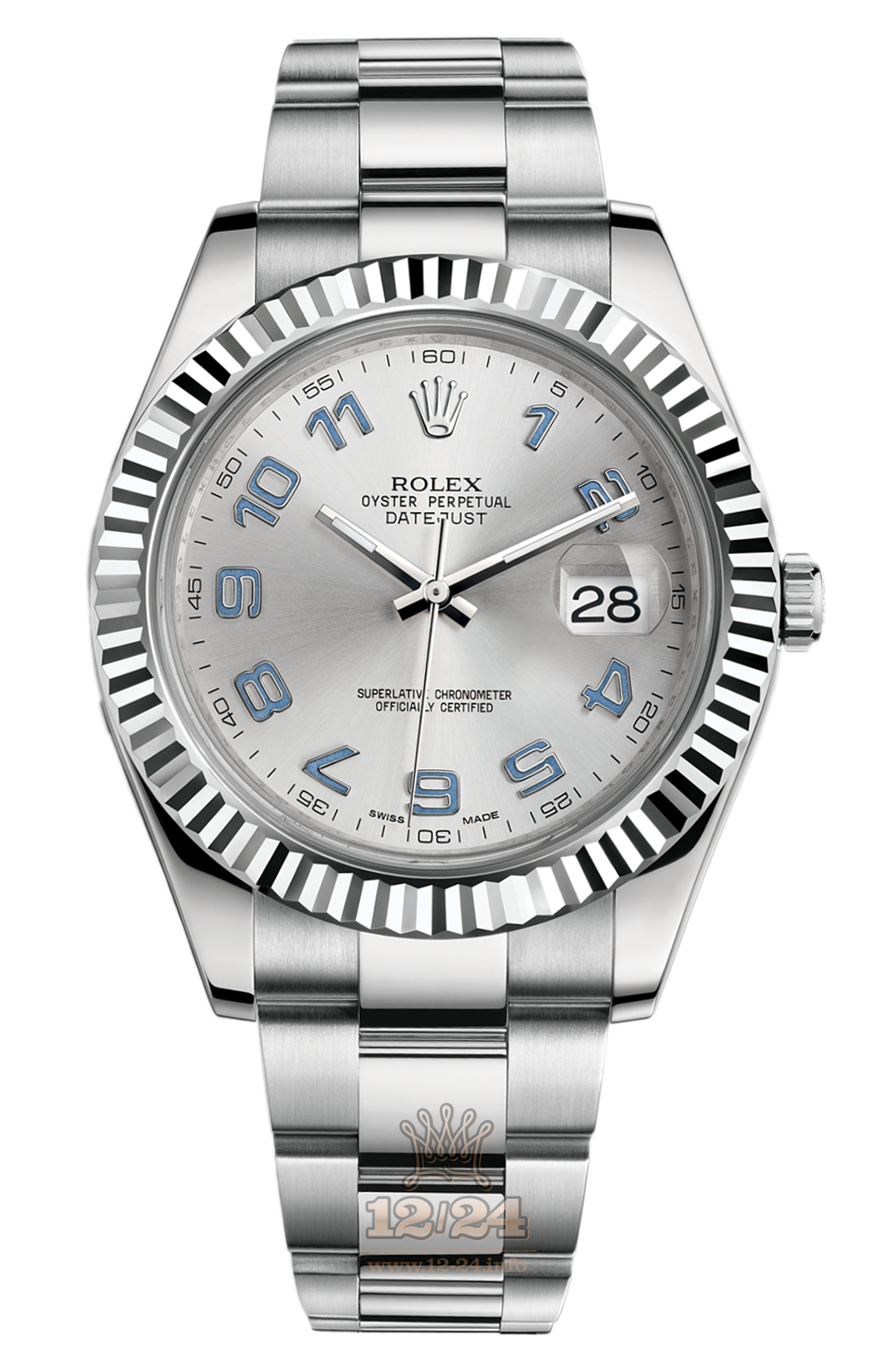 Rolex Datejust Watch 116334-0001 41 mm Steel / White gold Case Gray Silver Dial