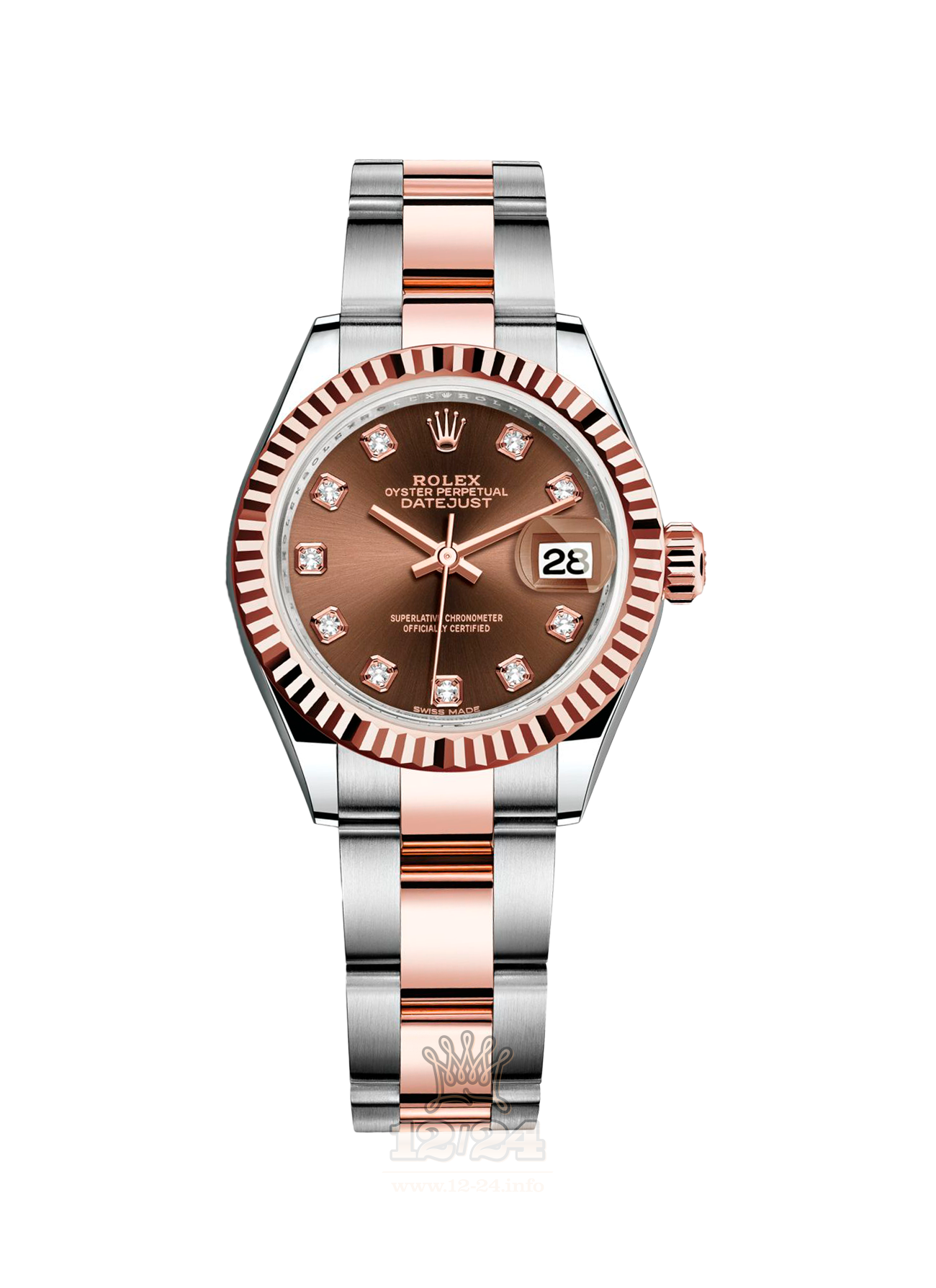 Rolex Datejust Watch 279171-0012 28 mm Steel / Pink gold Case Brown (chocolate) Dial