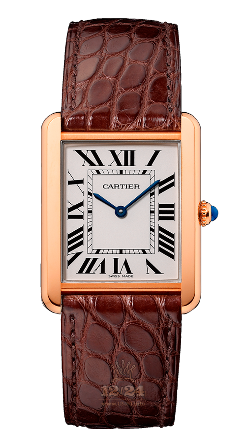 Cartier Tank Watch W5200025 35 mm Pink gold Case Silver Dial