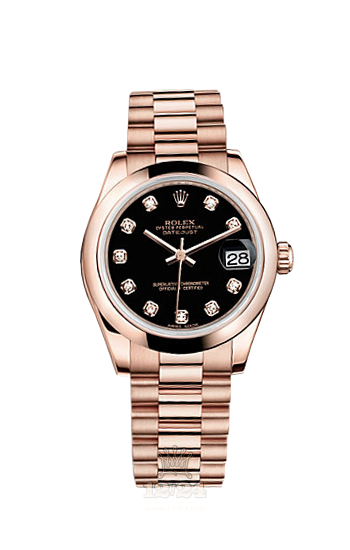 Rolex Datejust Watch 178245f-0020 31 mm Pink gold Case Black Dial