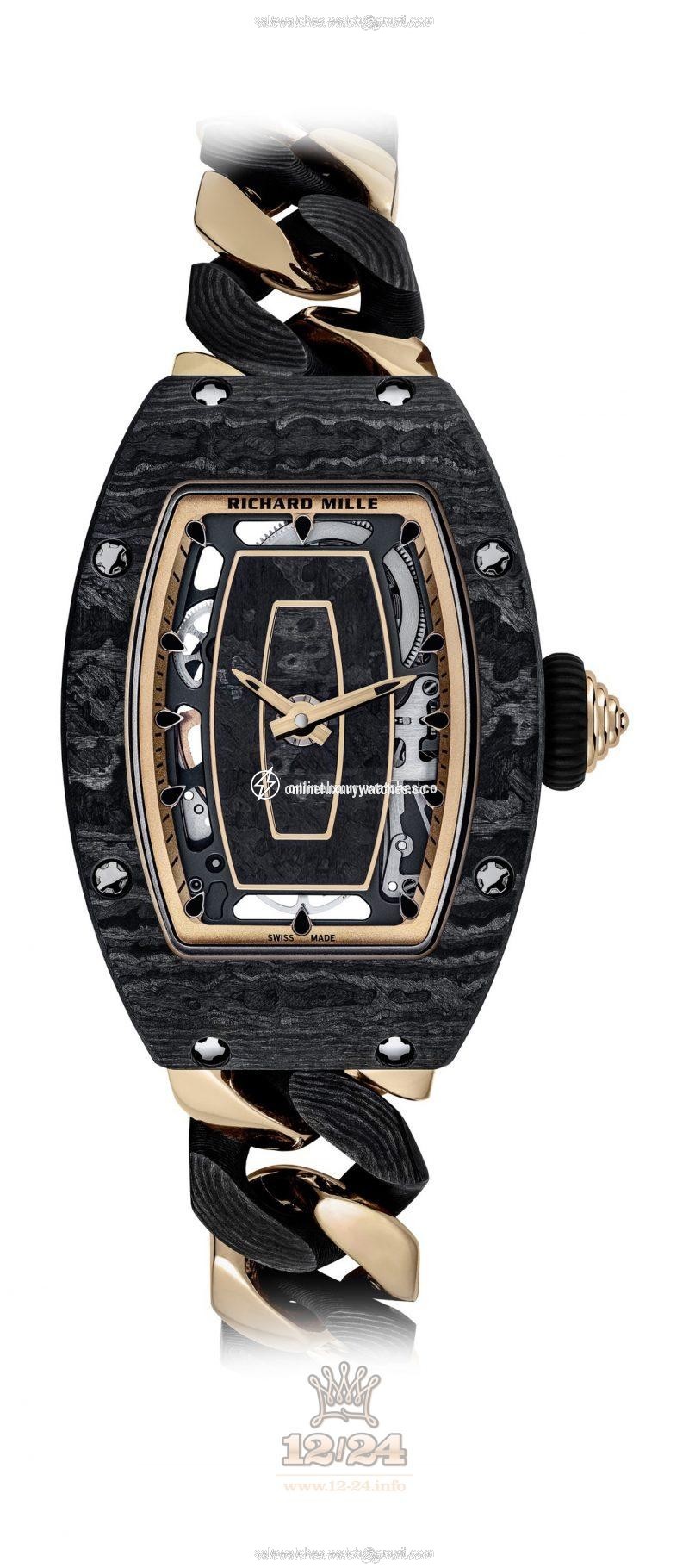 Richard Mille Women's Collection Watch RM 07-01 Automatic 46 mm Pink gold Carbon Case Black Dial