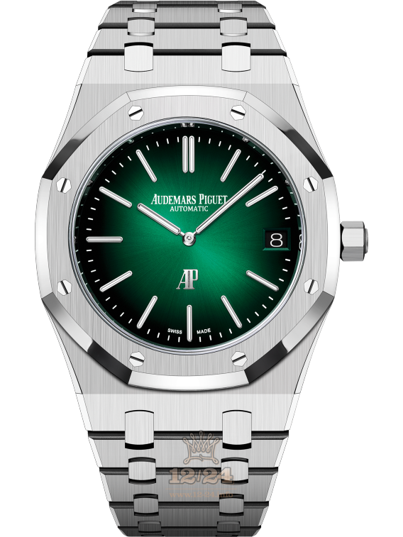 Audemars Piguet Royal Oak Watch 16202PT.OO.1240PT.01 41 mm Platinum Case Green Dial