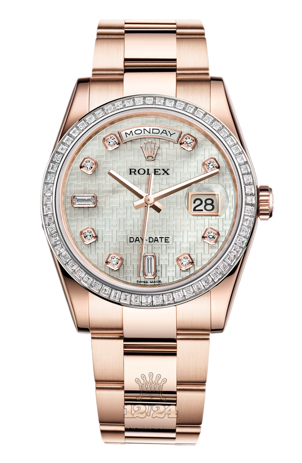 Rolex Day-Date Watch 118395br-0005 36 mm Pink gold Case White Dial