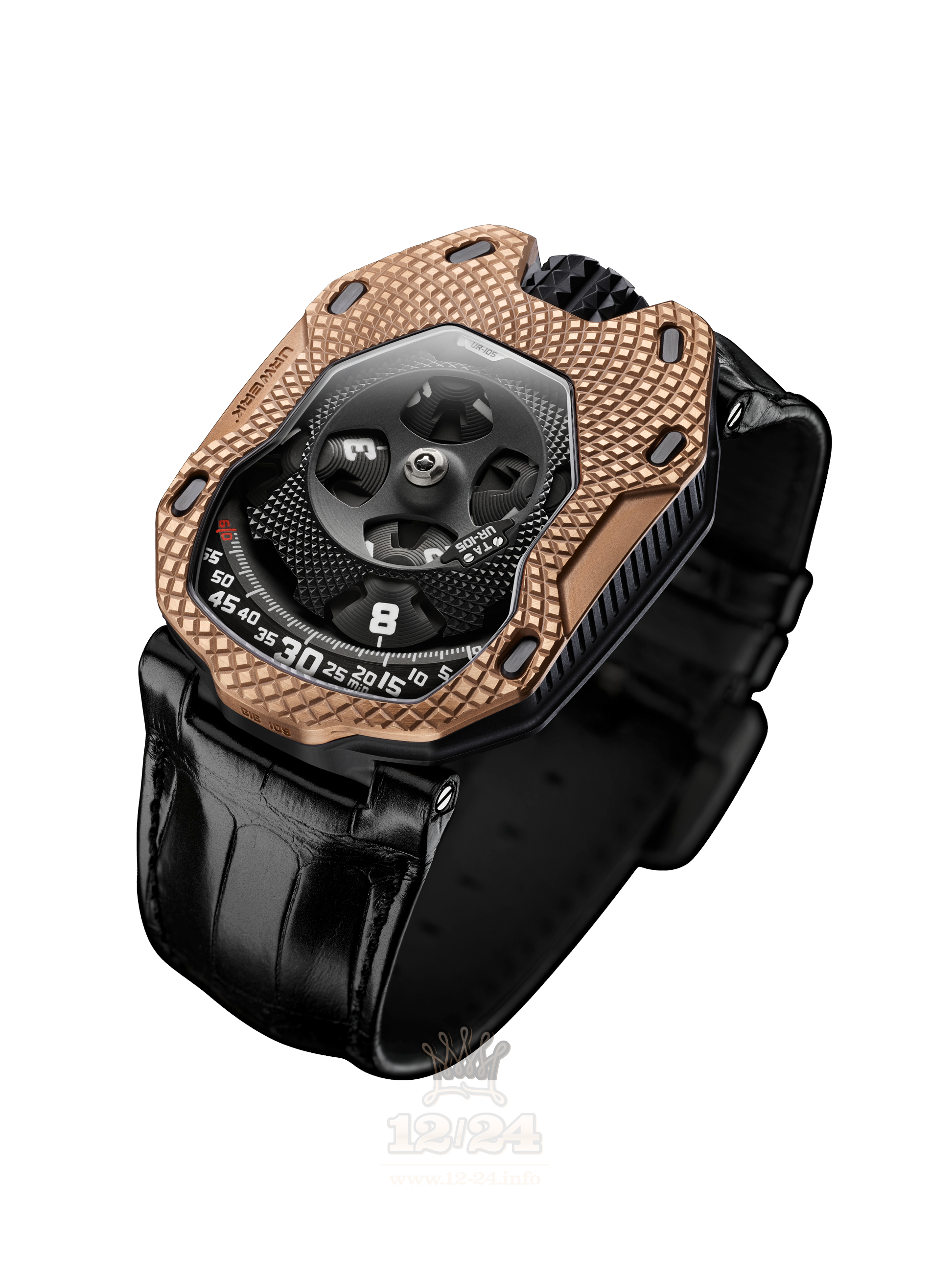 Urwerk UR-105 Watch UR-105 TA ?RAGING GOLD? 40 mm Red gold Titanium Case Black Dial