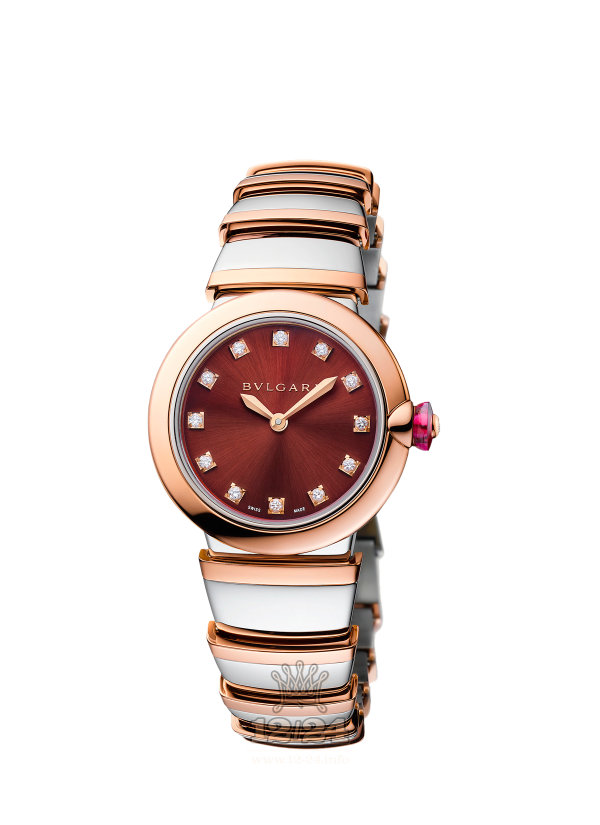 Bvlgari Lvcea Watch 102691 LU28C11SPGSPG/12 28 mm Steel / Pink gold Case Brown (chocolate) Dial