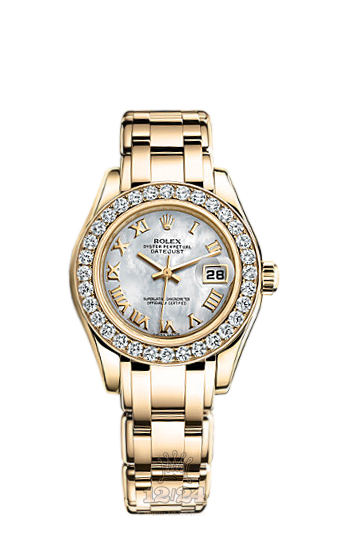 Rolex Pearlmaster Watch 80298-0068 29 mm Yellow gold Case White Dial