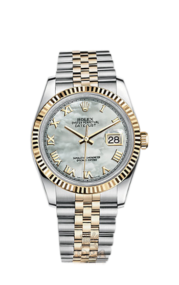 Rolex Datejust Watch 116233-0203 36 mm Steel / Yellow gold Case White Dial