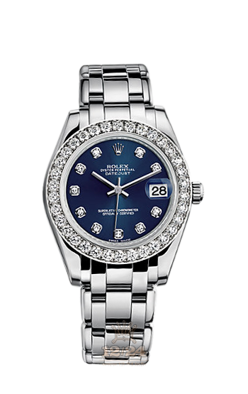 Rolex Pearlmaster Watch 81299-0011 34 mm White gold Case Dark blue Dial