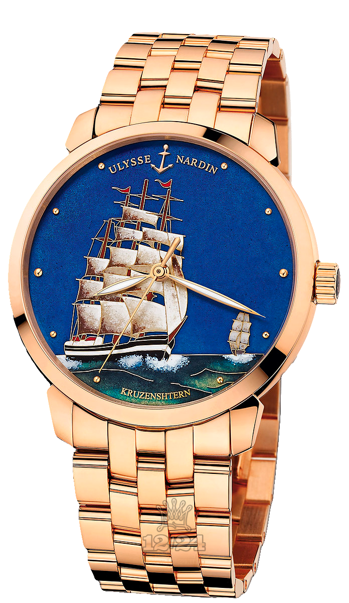 Ulysse Nardin Classic Watch 8156-111-8/KRUZ 40 mm Pink gold Case Painted Dial