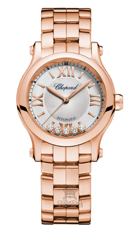 Chopard Happy Diamonds Watch 274893-5003 30 mm Pink gold Case Silver Dial