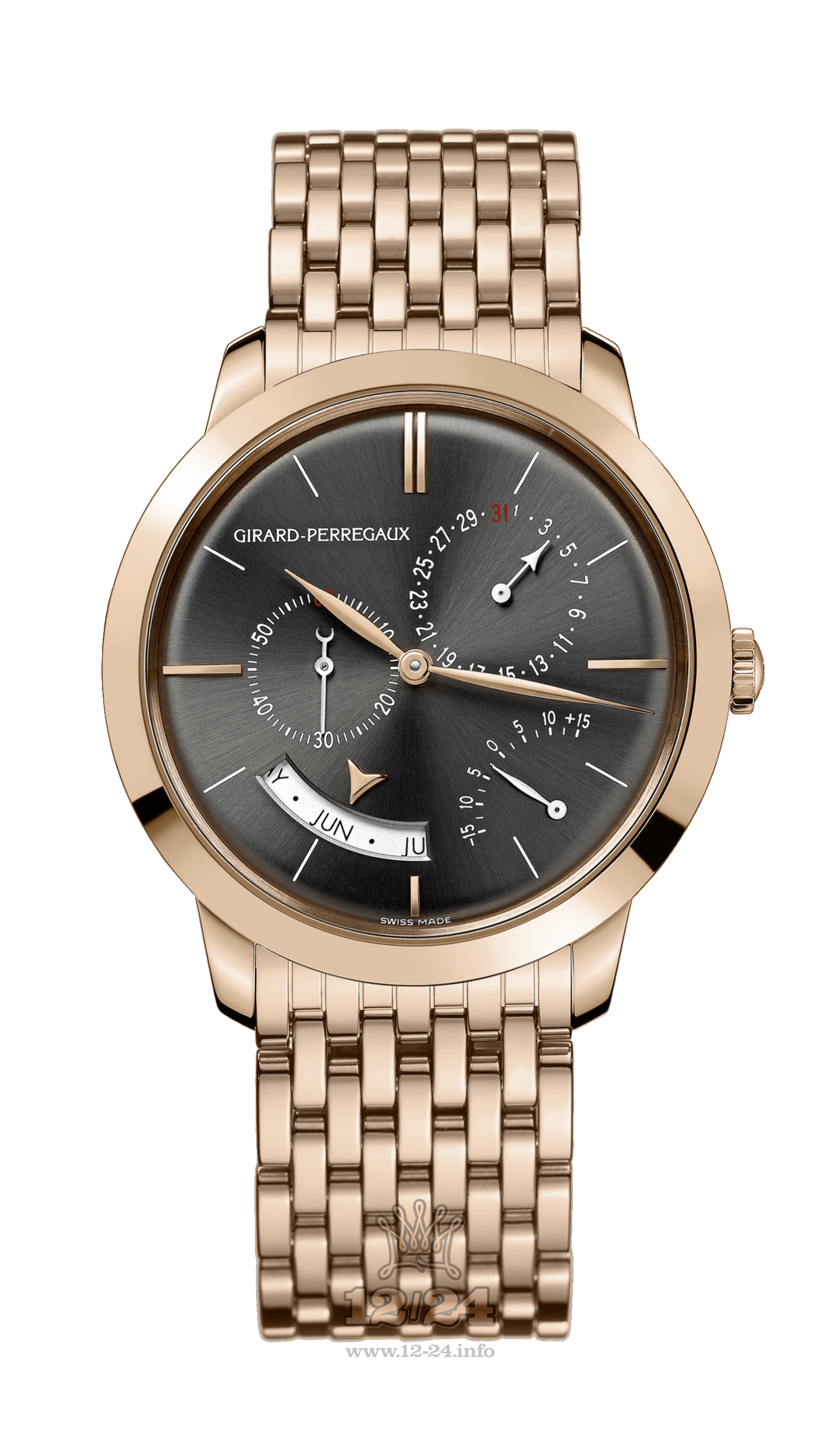 Girard Perregaux 1966 Watch 49538-52-231-52A Pink gold Case Black Dial