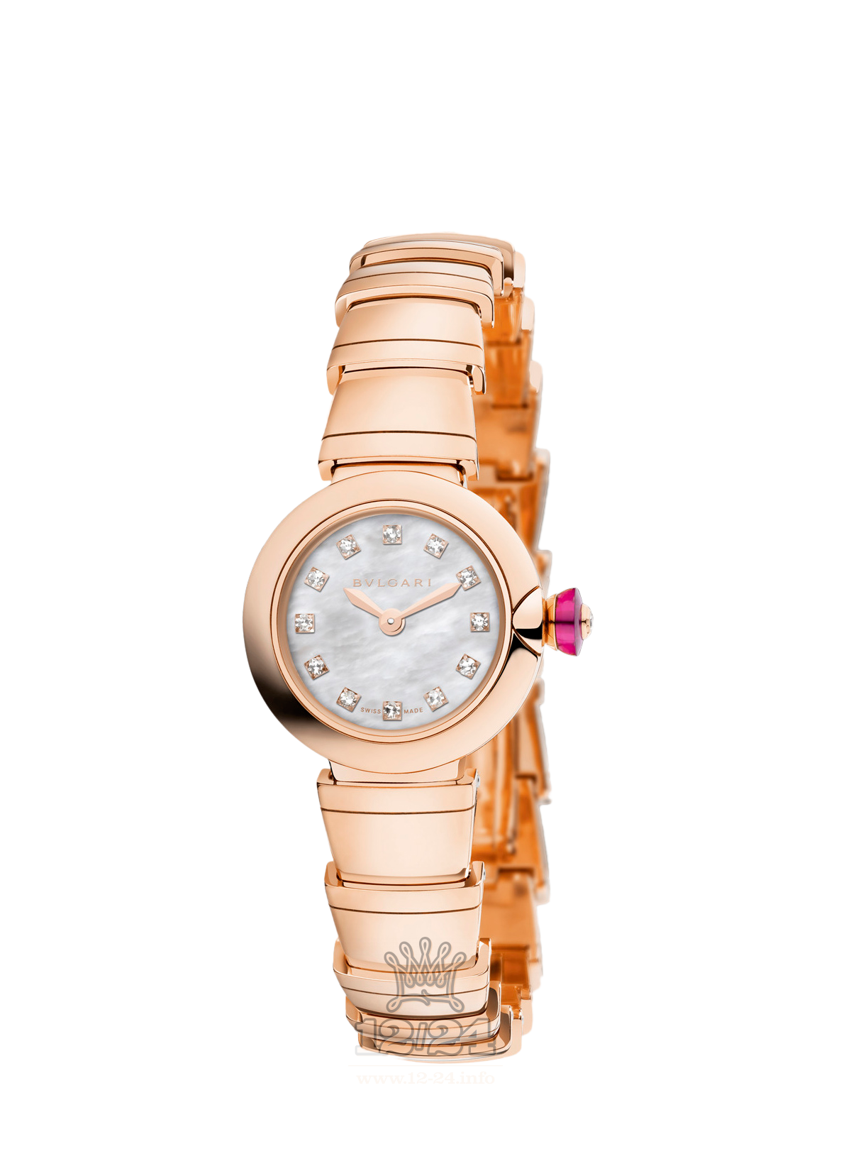 Bvlgari Lvcea Watch 102502 LUP23WGG/12 23 mm Pink gold Case White Dial