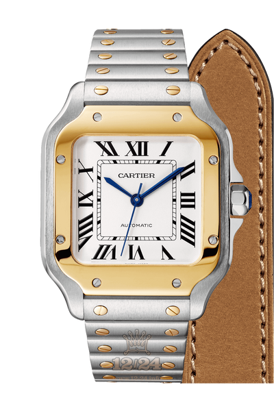 Cartier Santos de Cartier Watch W2SA0007 35 mm Stainless steel Yellow gold Case Silver Dial