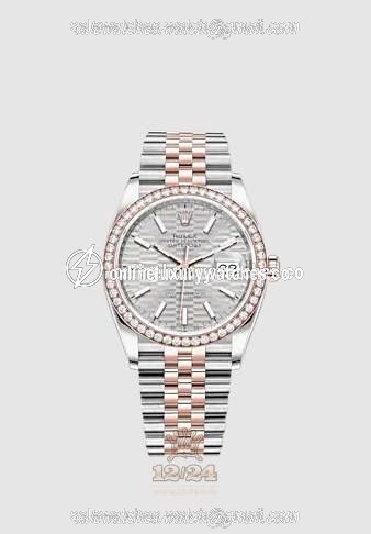Rolex Datejust Watch 126281rbr-0021 36 mm Stainless steel Pink gold Case Gray Silver Dial