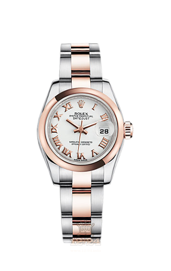 Rolex Lady-Datejust Watch 179161-0072 26 mm Steel / Pink gold Case White Dial