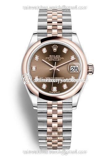 Rolex Datejust Watch 278241-0028 31 mm Stainless steel Pink gold Case Brown (chocolate) Dial
