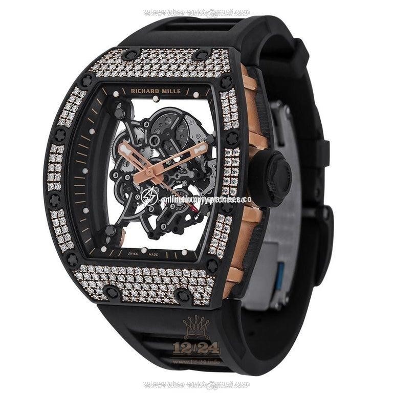 Richard Mille Men's Collection Watch RM 055 50 mm Pink gold Carbon Case