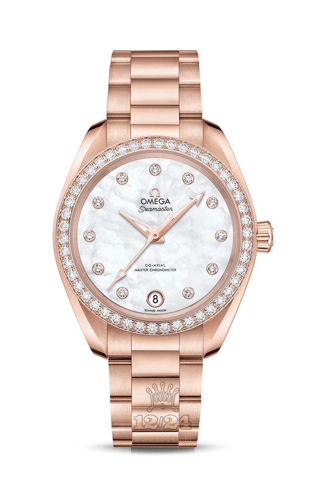 Omega Aqua Terra 150 M Watch 220.55.34.20.55.001 34 mm Pink gold Case White Dial