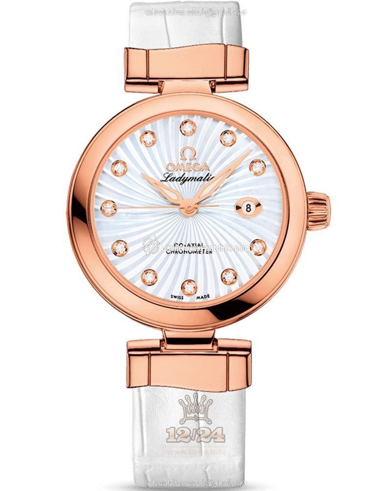 Omega Ladymatic Watch 425.63.34.20.55.001 34 mm Pink gold Case White Dial
