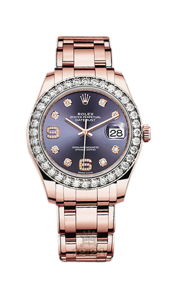 Rolex Pearlmaster Watch 86285-0004 39 mm Pink gold Case Purple Dial