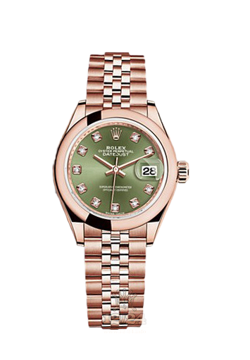 Rolex Datejust Watch 279165-0012 28 mm Pink gold Case Green Dial