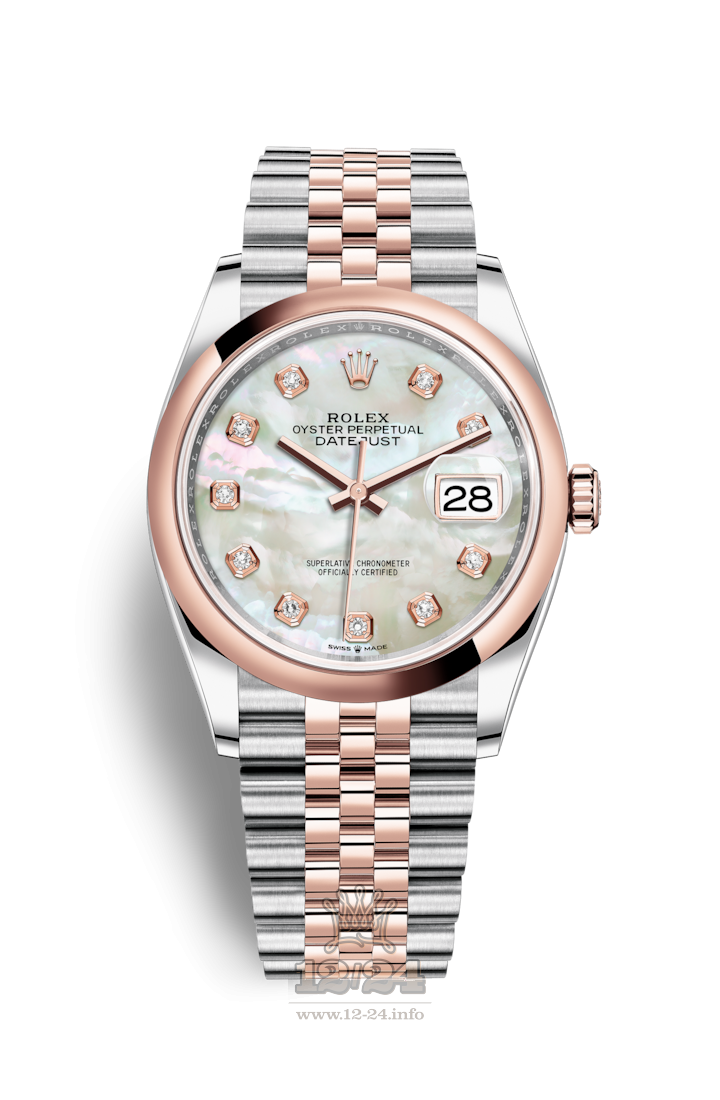 Rolex Datejust Watch 126201-0021 36 mm Steel / Pink gold Case White Dial