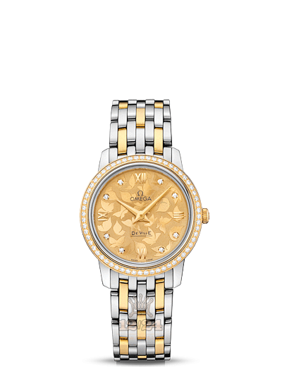 Omega Prestige Watch 424.25.27.60.58.002 27 mm Steel / Yellow gold Case Golden Dial